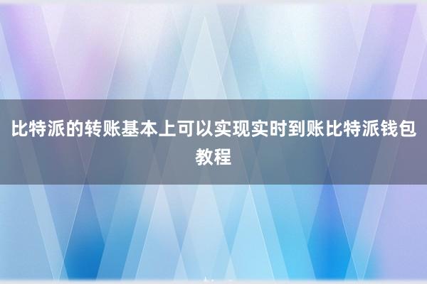 比特派的转账基本上可以实现实时到账比特派钱包教程