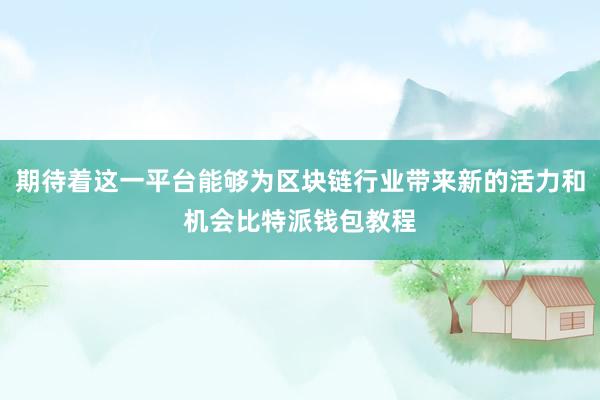 期待着这一平台能够为区块链行业带来新的活力和机会比特派钱包教程