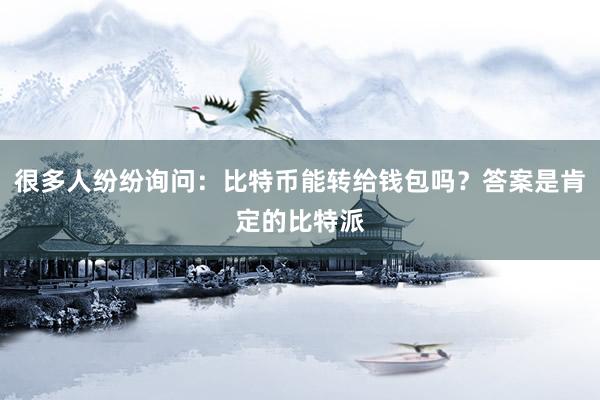 很多人纷纷询问：比特币能转给钱包吗？答案是肯定的比特派