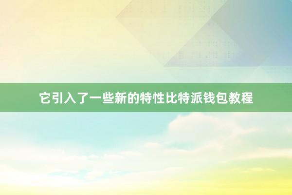 它引入了一些新的特性比特派钱包教程