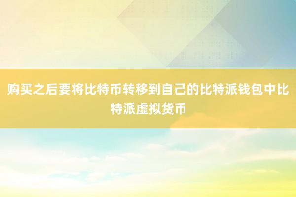 购买之后要将比特币转移到自己的比特派钱包中比特派虚拟货币